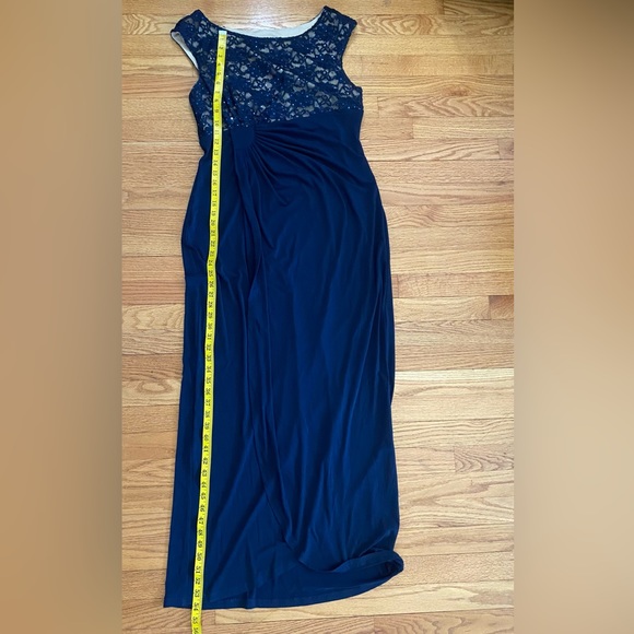 Connected Apparel Lace bodice faux-wrap Gown Women’s 14 Blue Party Formal Dress - Picture 9 of 9